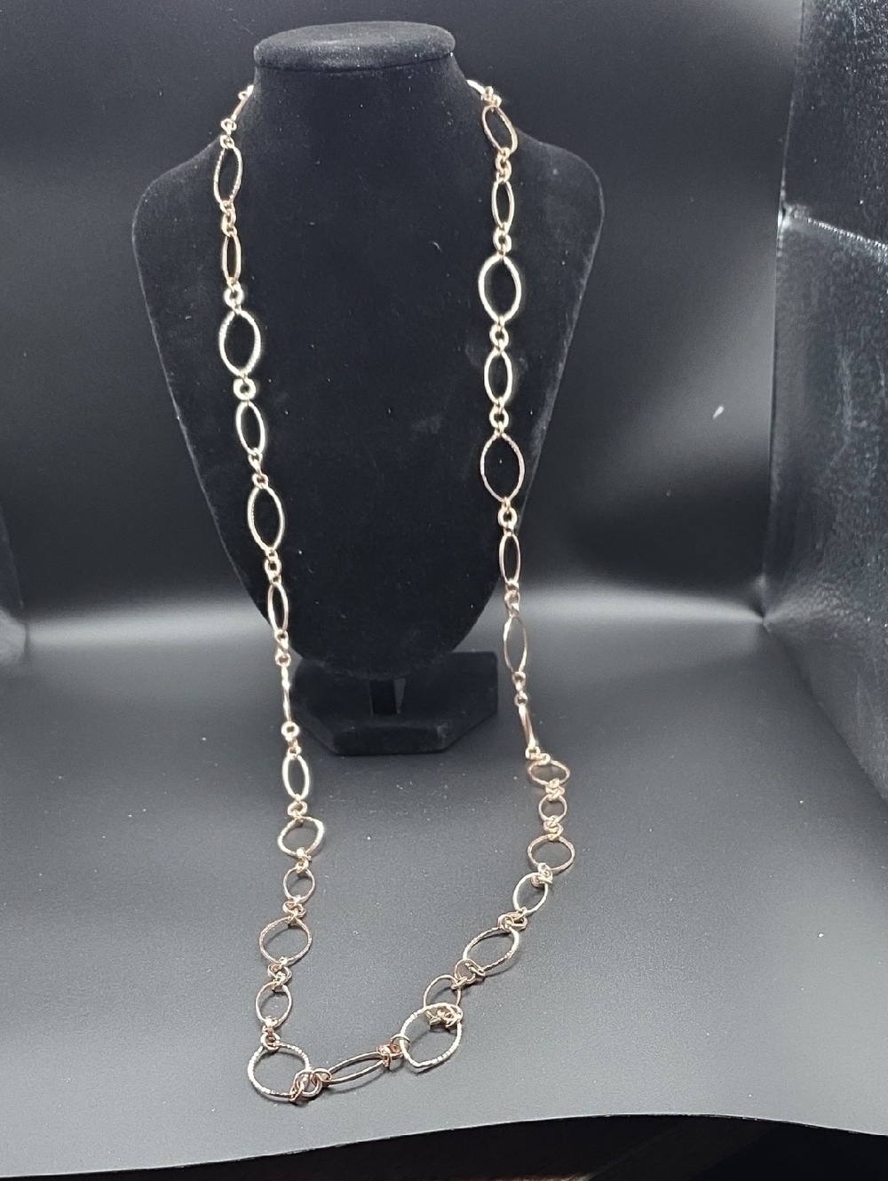 Long Linked Oval Necklace in Rose Gold